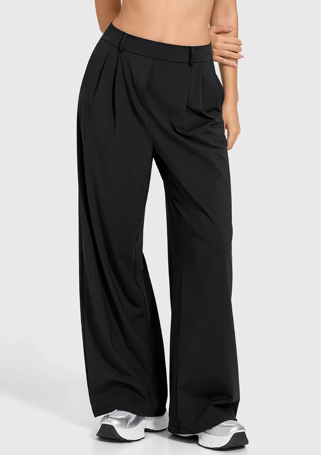 Women's High Waist Breathable Straight Leg Yoga Pants High Quality Casual Loose Active Pants FGBK8-015