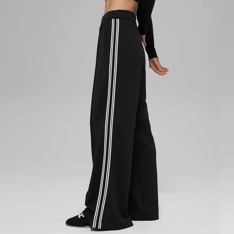 Loose Custom Casual Elastic Waist Baggy Regular-fit Straight Pants Blank Drawcords Waistband Sweatpants WomenFGBK6608