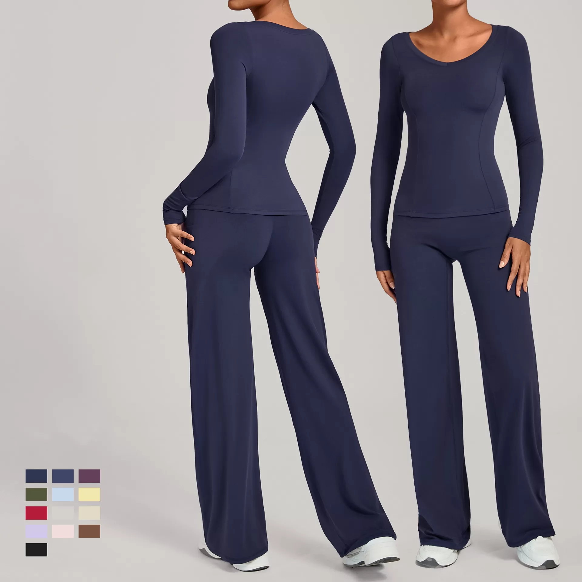 Women Running Tracksuit Long Sleeve Gym Fitness Clothes Workout Top High Waist Yoga Pants Two-Piece Set for WomenFGB16601+91229