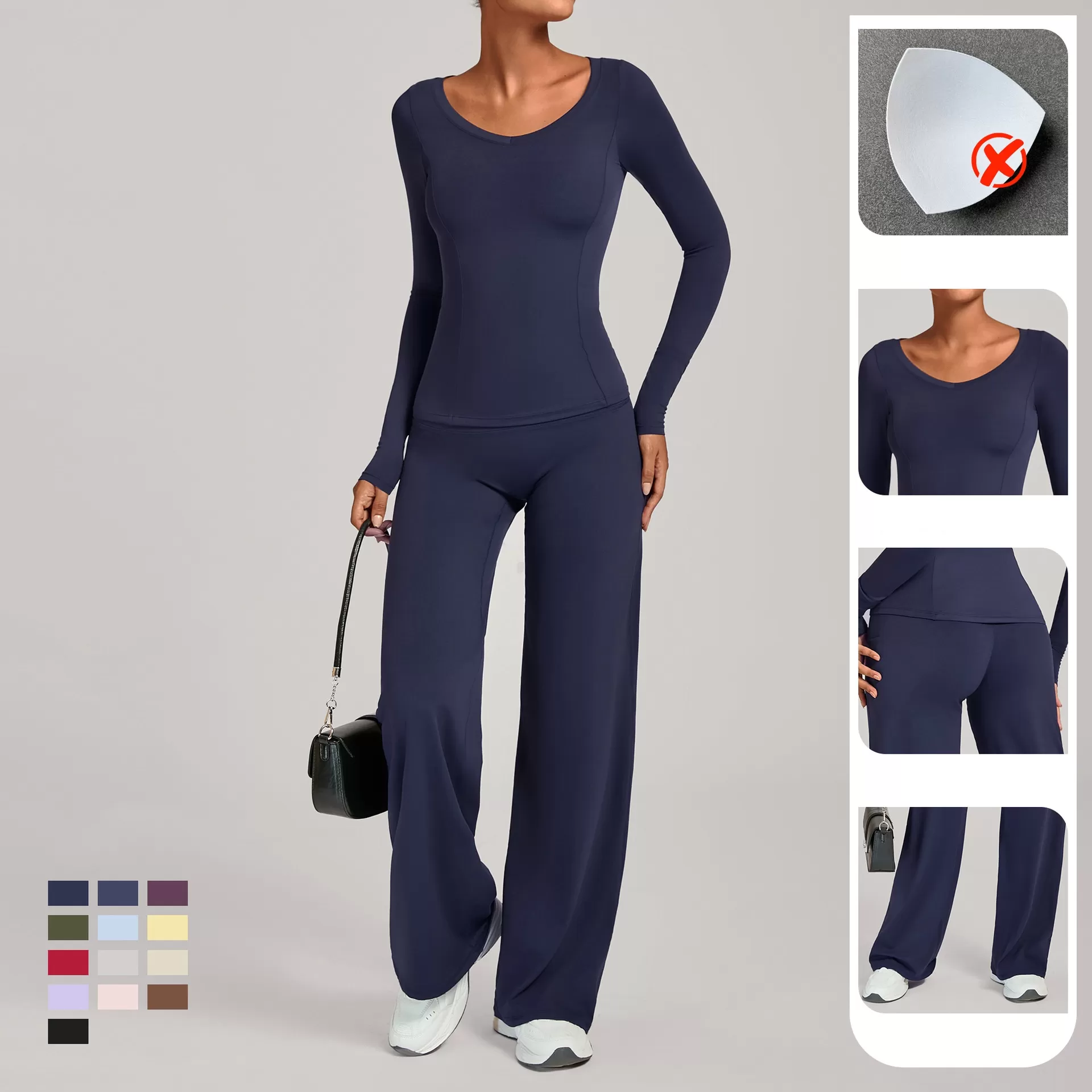 Women Running Tracksuit Long Sleeve Gym Fitness Clothes Workout Top High Waist Yoga Pants Two-Piece Set for WomenFGB16601+91229