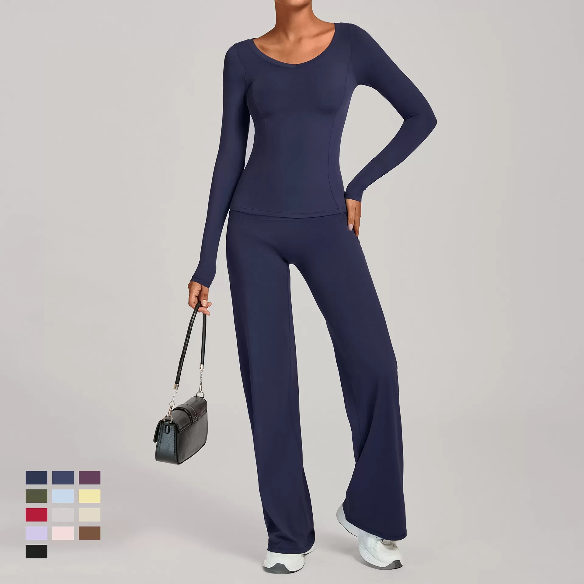 Women Running Tracksuit Long Sleeve Gym Fitness Clothes Workout Top High Waist Yoga Pants Two-Piece Set for WomenFGB16601+91229