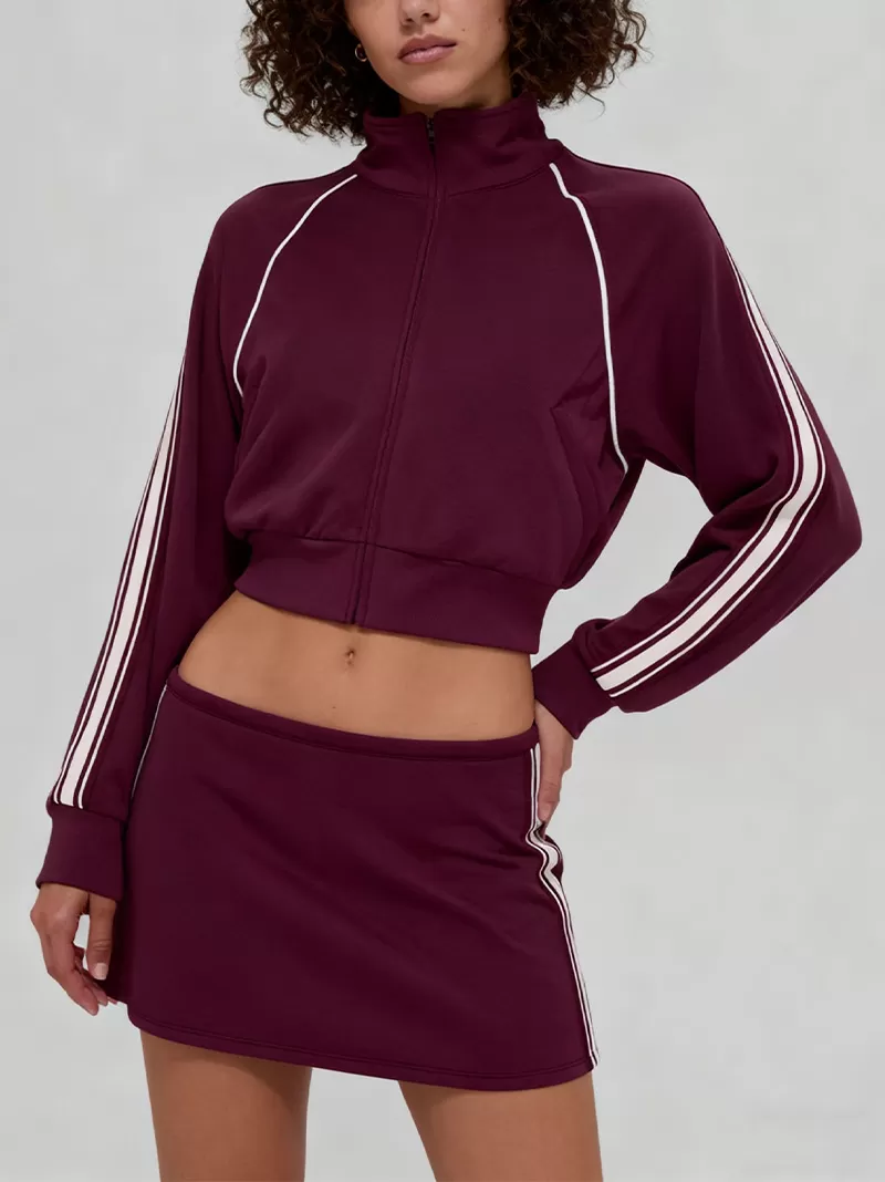 Women's Jacket Sweatpants Skirt Set with Elastic Waist Casual Sports SuitFGBT6607+K6609