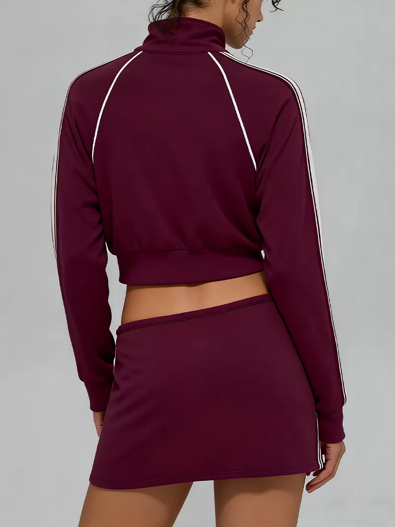 Women's Jacket Sweatpants Skirt Set with Elastic Waist Casual Sports SuitFGBT6607+K6609