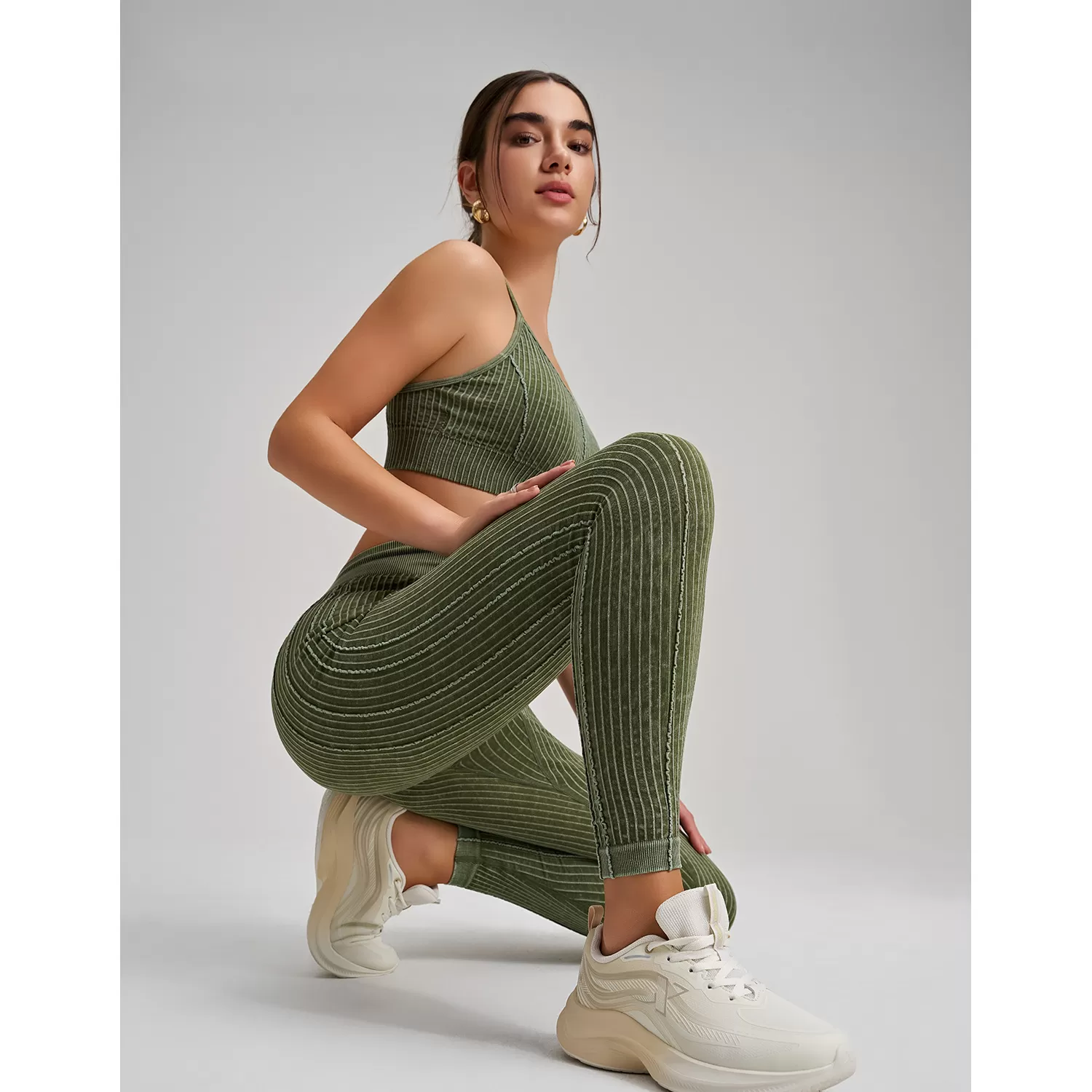 2pcs Yoga Sets for Women Seamless High Waist Butt Scrunch Workout Leggings Sports BraFGBWX2492+CK5492