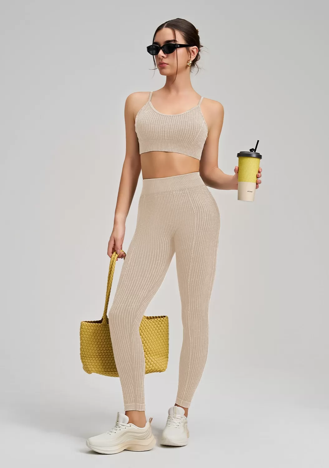 2pcs Yoga Sets for Women Seamless High Waist Butt Scrunch Workout Leggings Sports BraFGBWX2492+CK5492