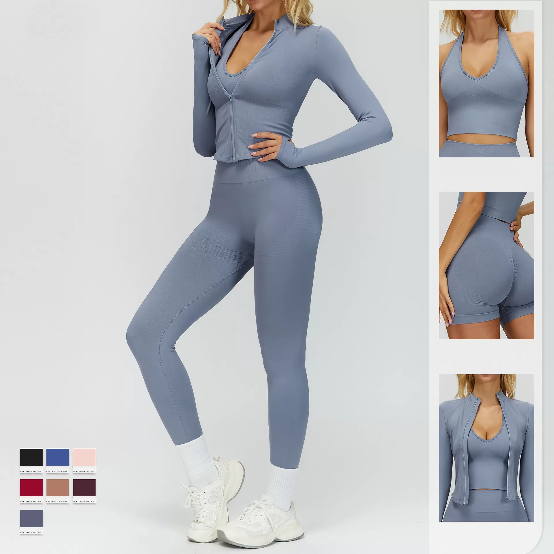 Women High Stretch Sportswear Seamless Butt Lift High Waist Yoga Active Wear Fitness Yoga Set Lightweight Workout SetsFGBTZ7725
