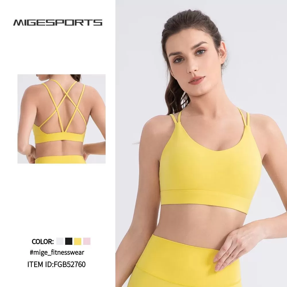 Cross Back Strappy Nylon Spandex Workout Running Yoga Sportsbra Support Top Fitness High Impact Gym Womens Sports Bras for Women FGB52760