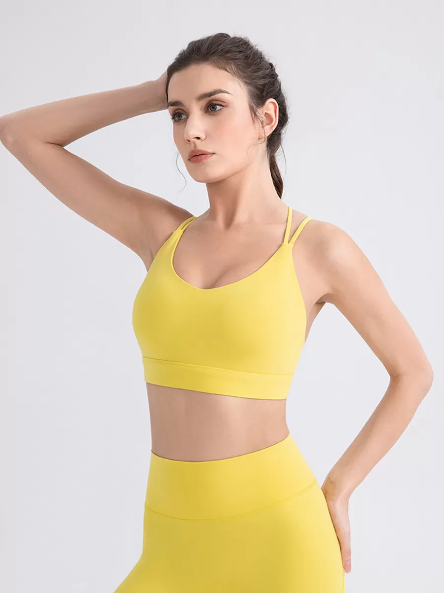 Cross Back Strappy Nylon Spandex Workout Running Yoga Sportsbra Support Top Fitness High Impact Gym Womens Sports Bras for Women FGB52760