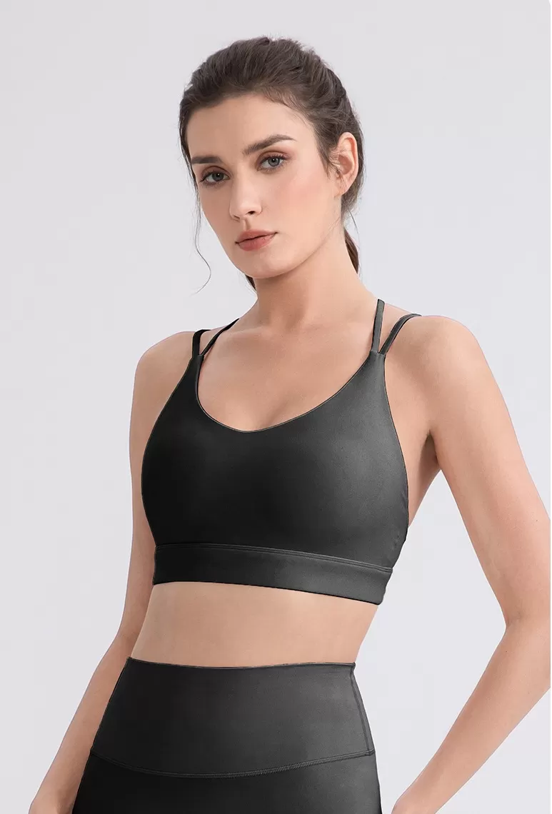 Cross Back Strappy Nylon Spandex Workout Running Yoga Sportsbra Support Top Fitness High Impact Gym Womens Sports Bras for Women FGB52760