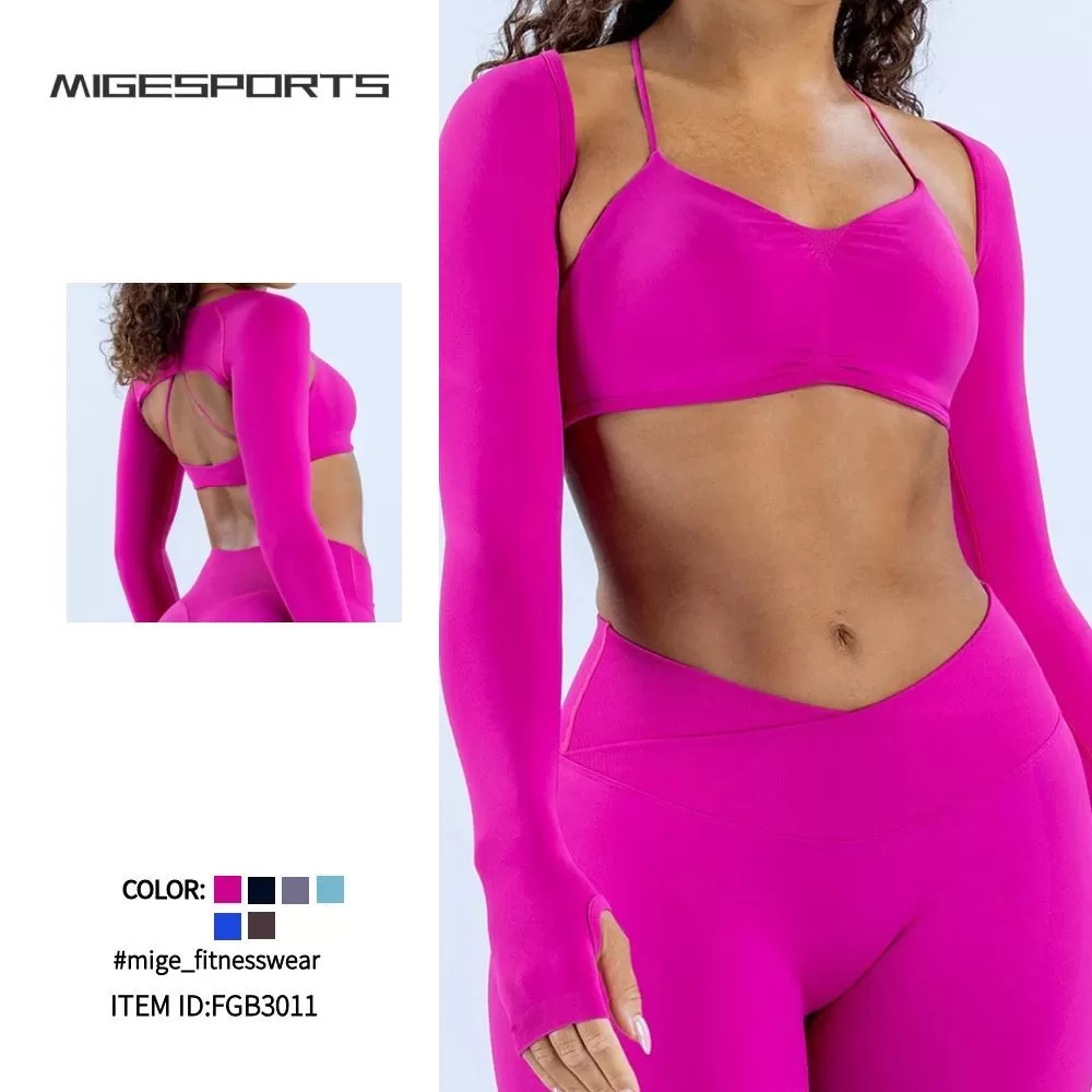 Long Sleeve Yoga Tops Nylon Lightweight Workout Sport Clothing Women Seamless Gym Yoga Shawl FGB3011