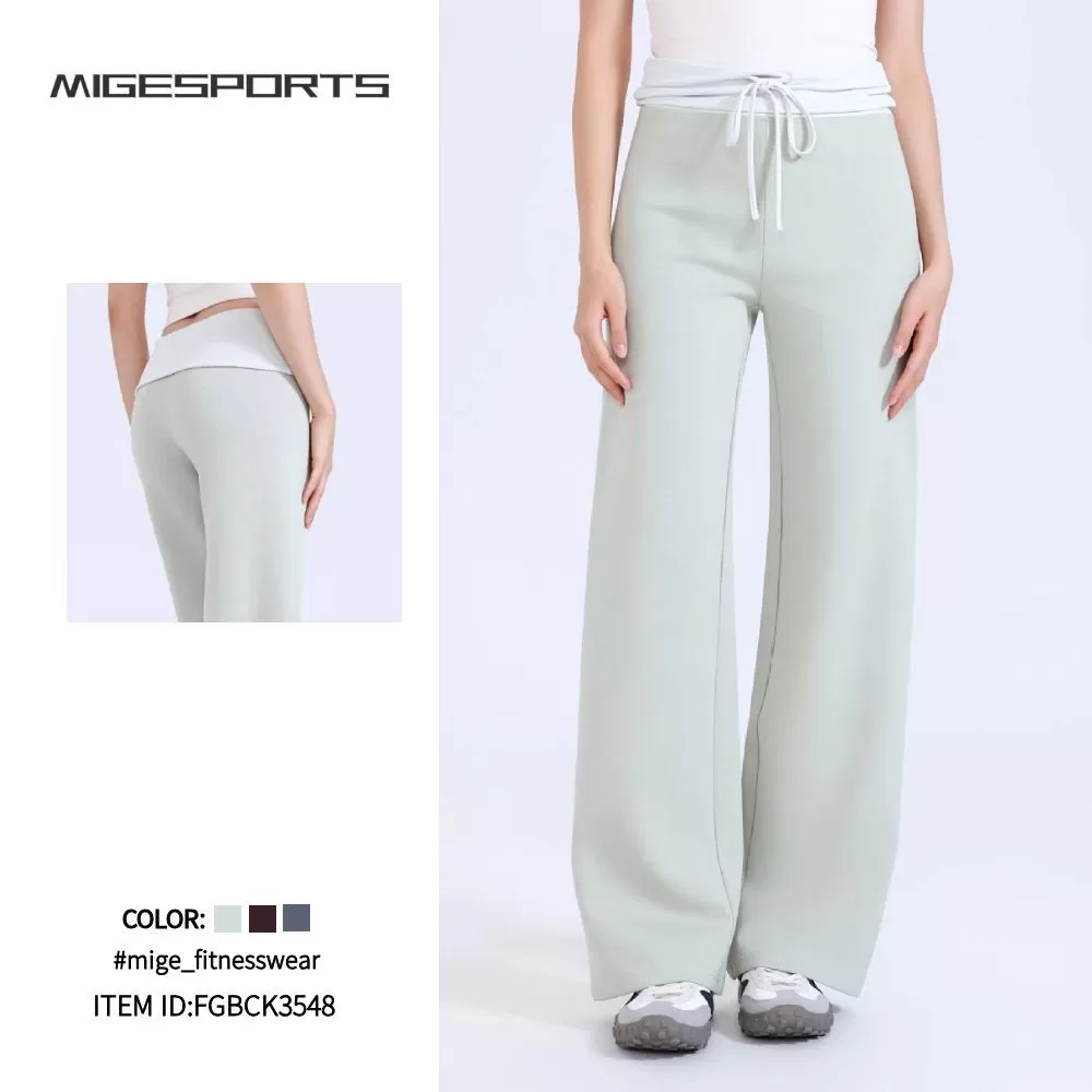 New Casual Sports Pants for Women Customization Yoga Elastic Drawstring Long Pants FGBCK3548