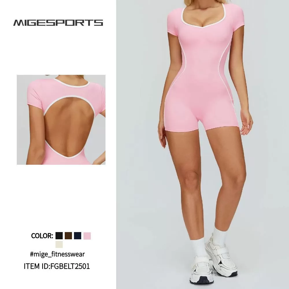 Women One Piece Workout Fitness Bodysuit Gym Activewear Yoga Jumpsuit FGBELT2501
