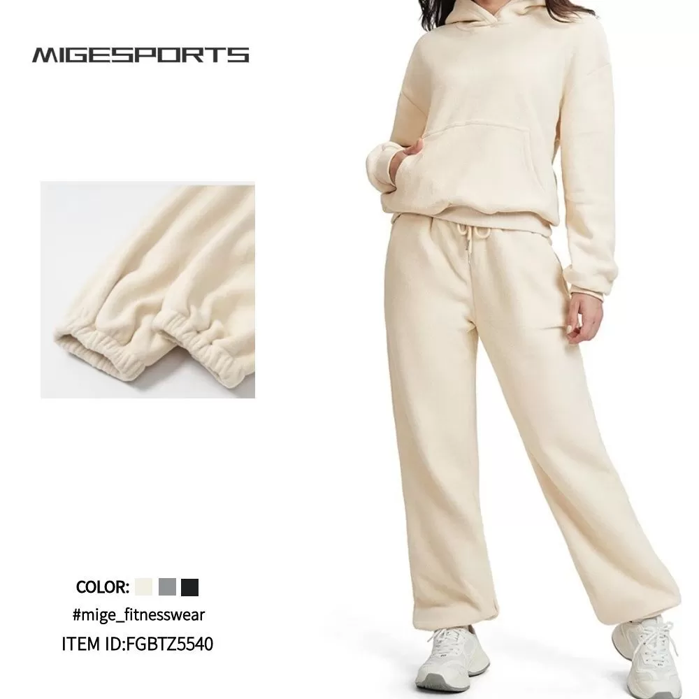 Women Activewear Casual Loose Two Piece Jackets Zipper Hoodie Wide Joggers Sports Hoodies Set FGBETZ5540