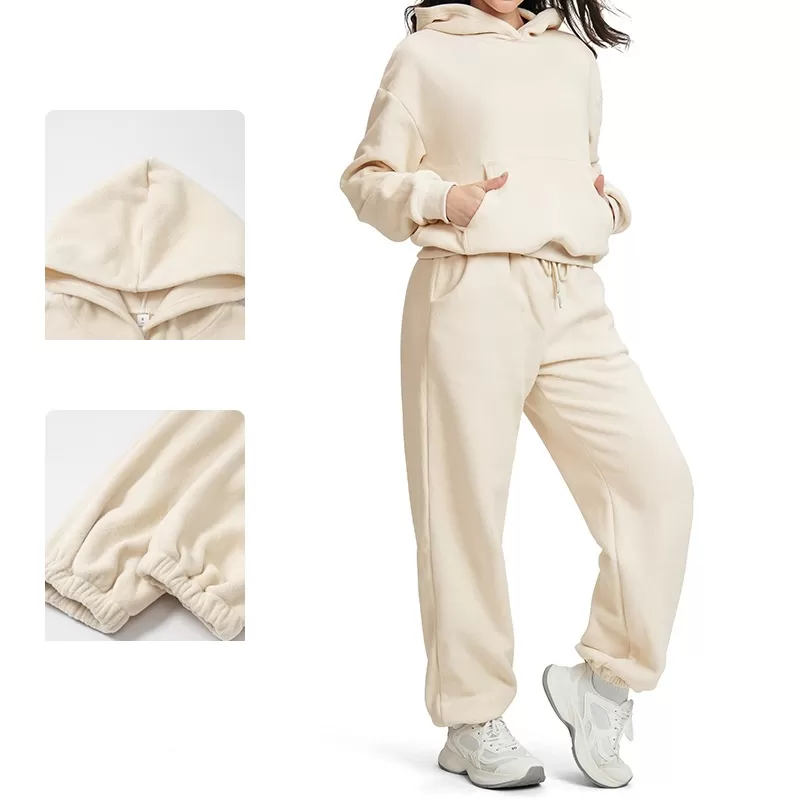 Women Activewear Casual Loose Two Piece Jackets Zipper Hoodie Wide Joggers Sports Hoodies Set FGBETZ5540