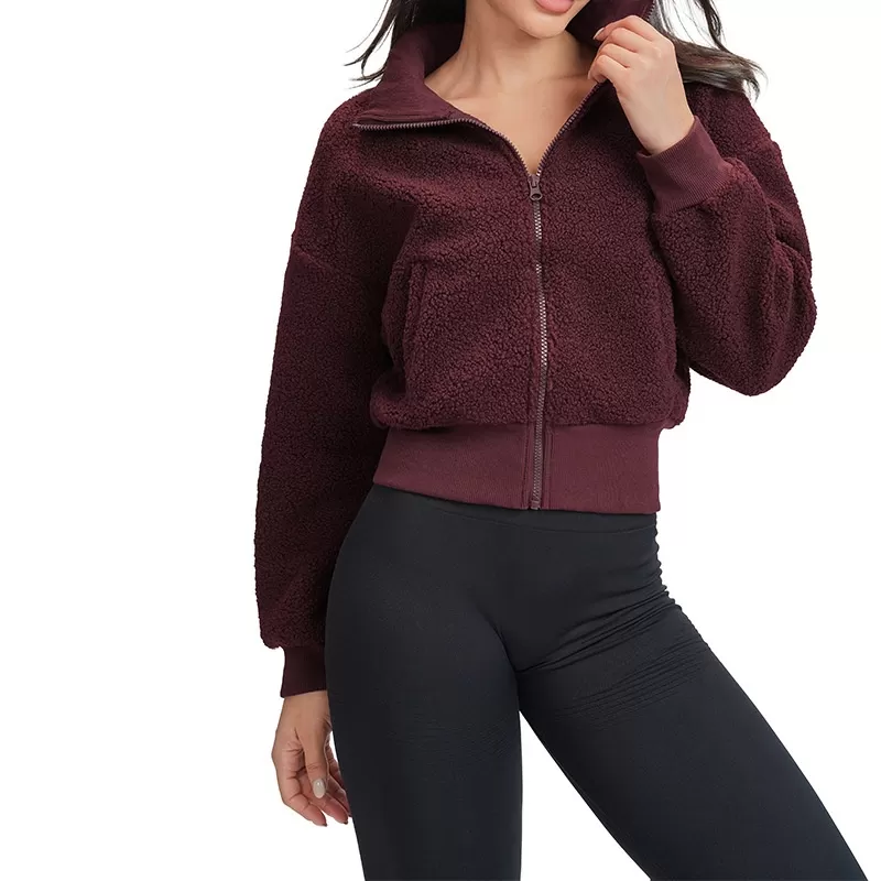 Women's Autumn Winter Windproof Zipper Jacket Stand Collar Running Coat Fitness Clothing FGBEWT5538