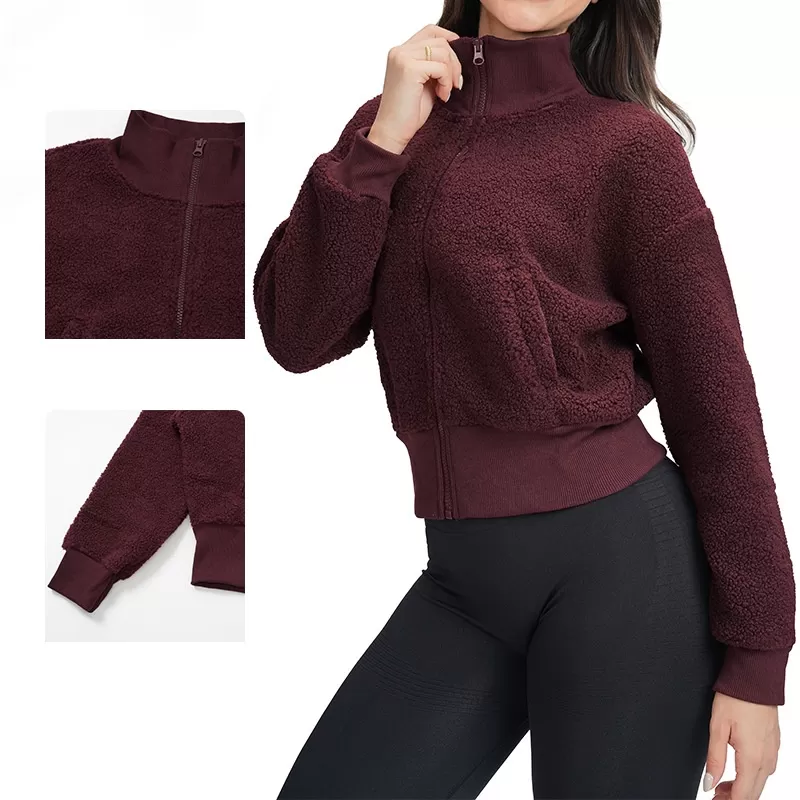 Women's Autumn Winter Windproof Zipper Jacket Stand Collar Running Coat Fitness Clothing FGBEWT5538