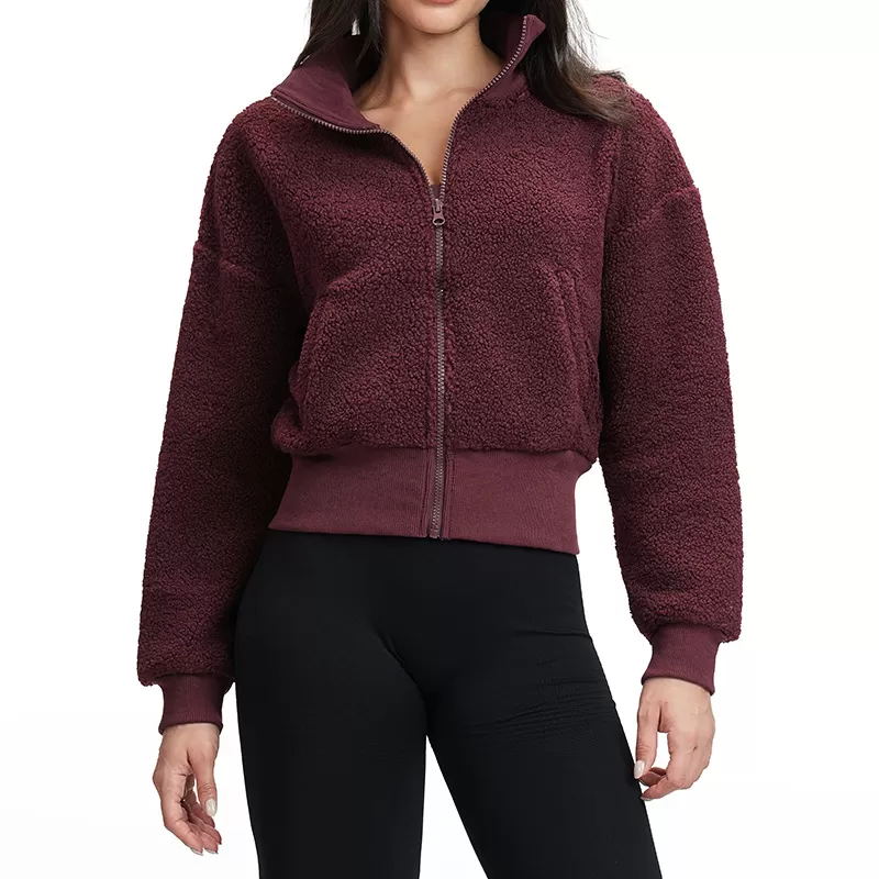 Women's Autumn Winter Windproof Zipper Jacket Stand Collar Running Coat Fitness Clothing FGBEWT5538