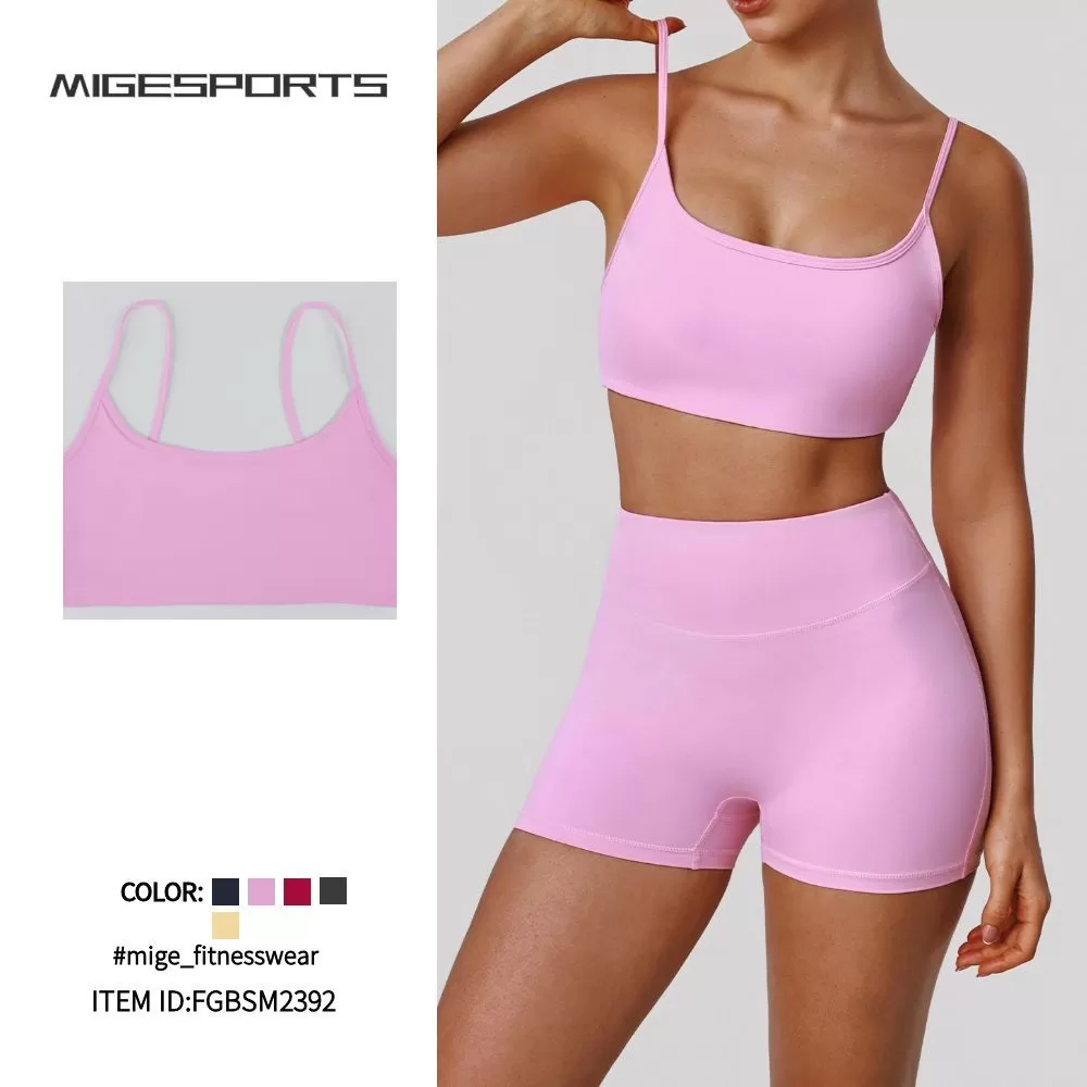 Women Running Tracksuit Bra Shorts Fitness Clothes Workout Top High Waist Yoga Sets FGBSM2392