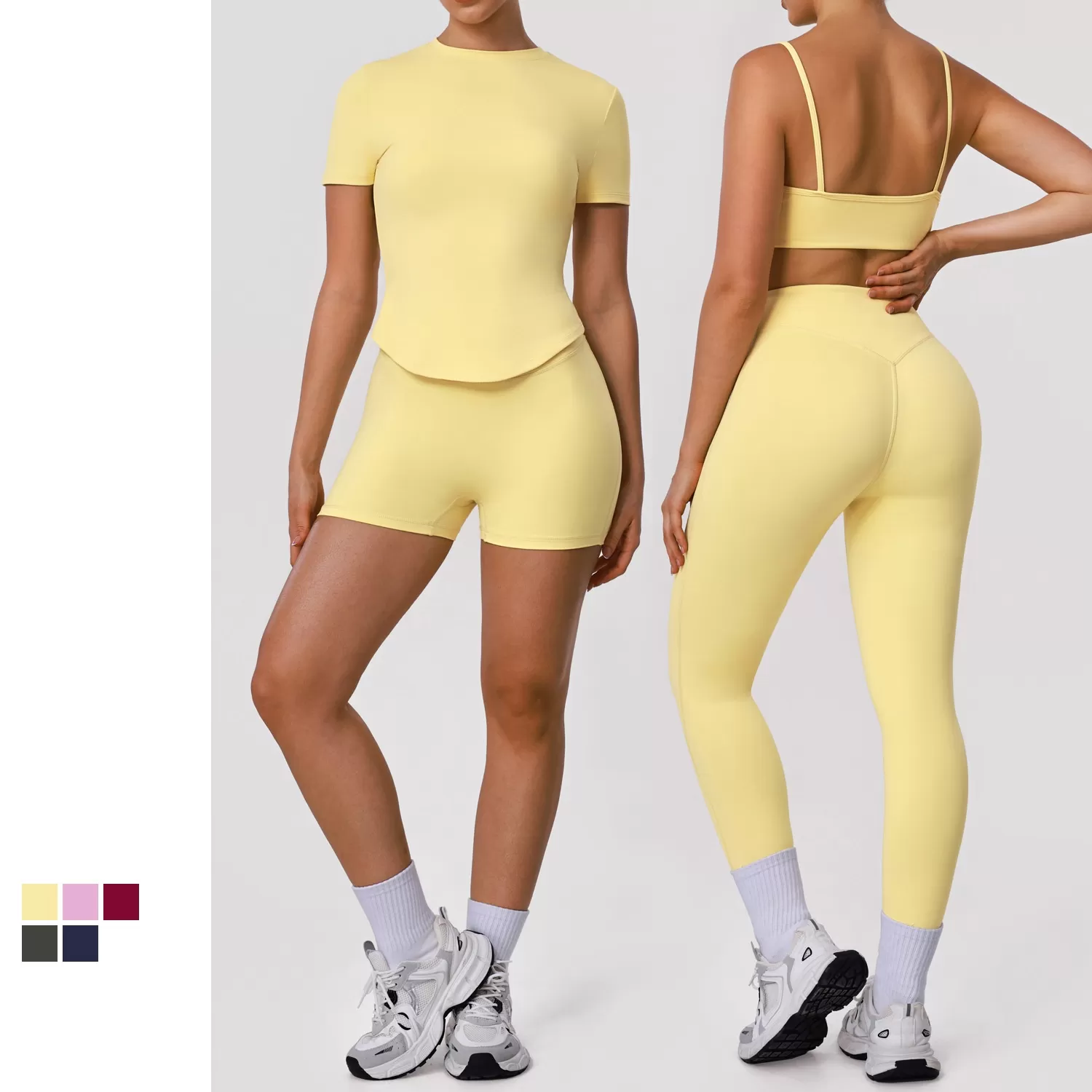 Women Running Tracksuit Bra Shorts Fitness Clothes Workout Top High Waist Yoga Sets FGBSM2392