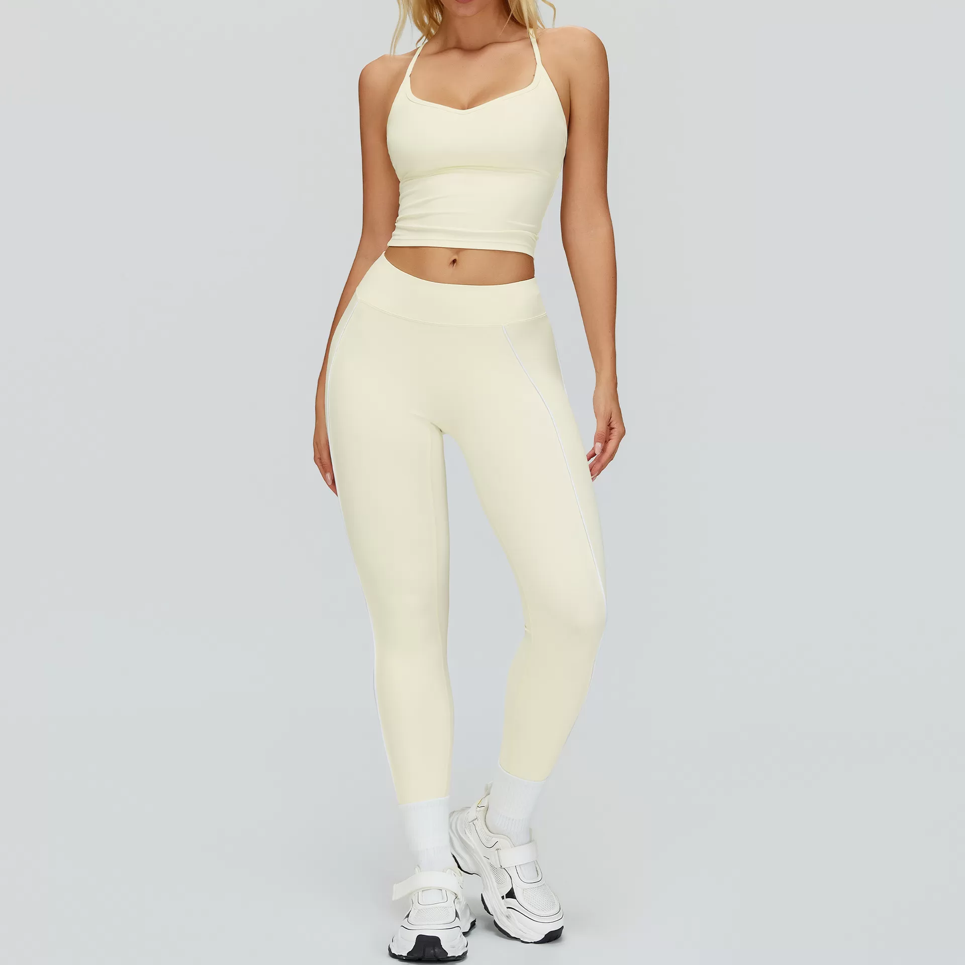 Cream  singlets+leggings