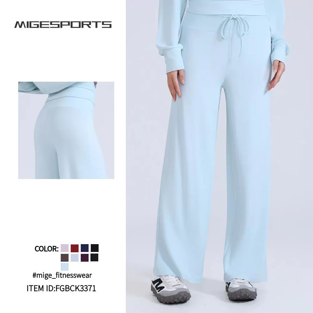 New Style Yoga Pants Elastic Waist Closure Loose Straight Leg Fitness Pants Wide Leg Casual Running Pants for Woman FGBCK3371