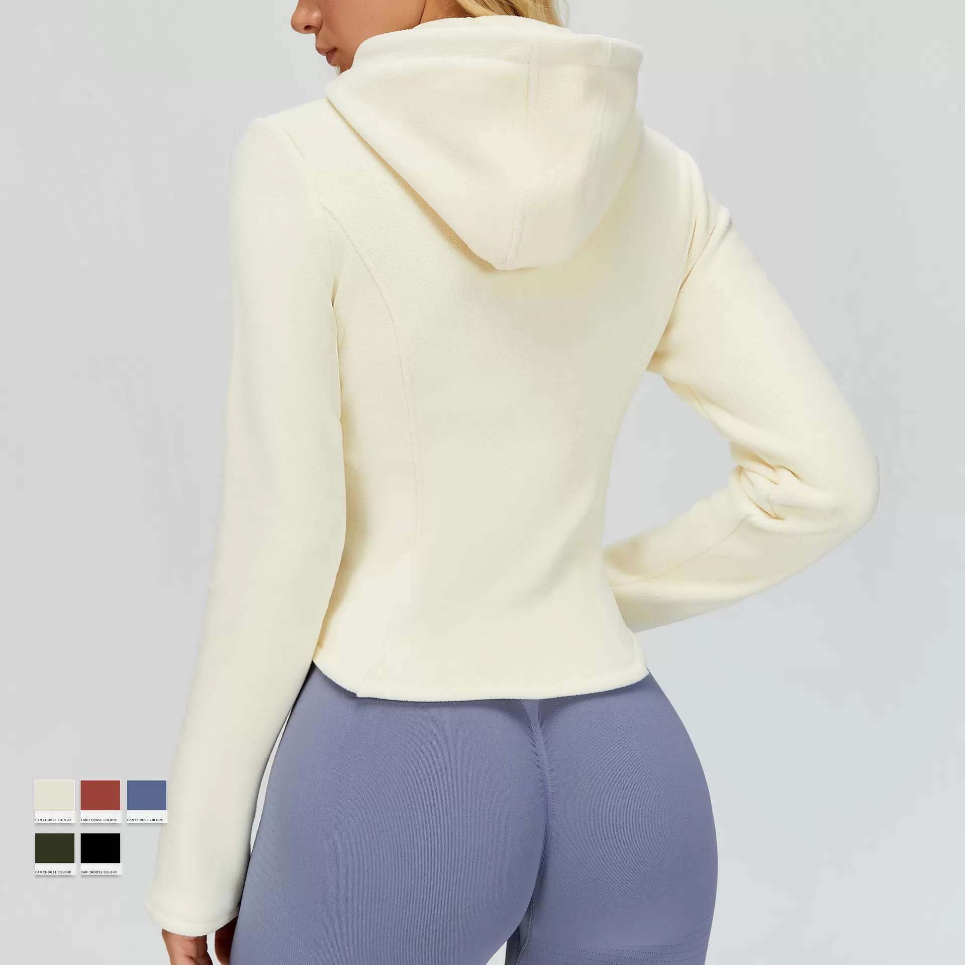 Women's Zipper Jacket Fleece Slim-Fit Warm Yoga Jacket with Pocket FGBEWT5076