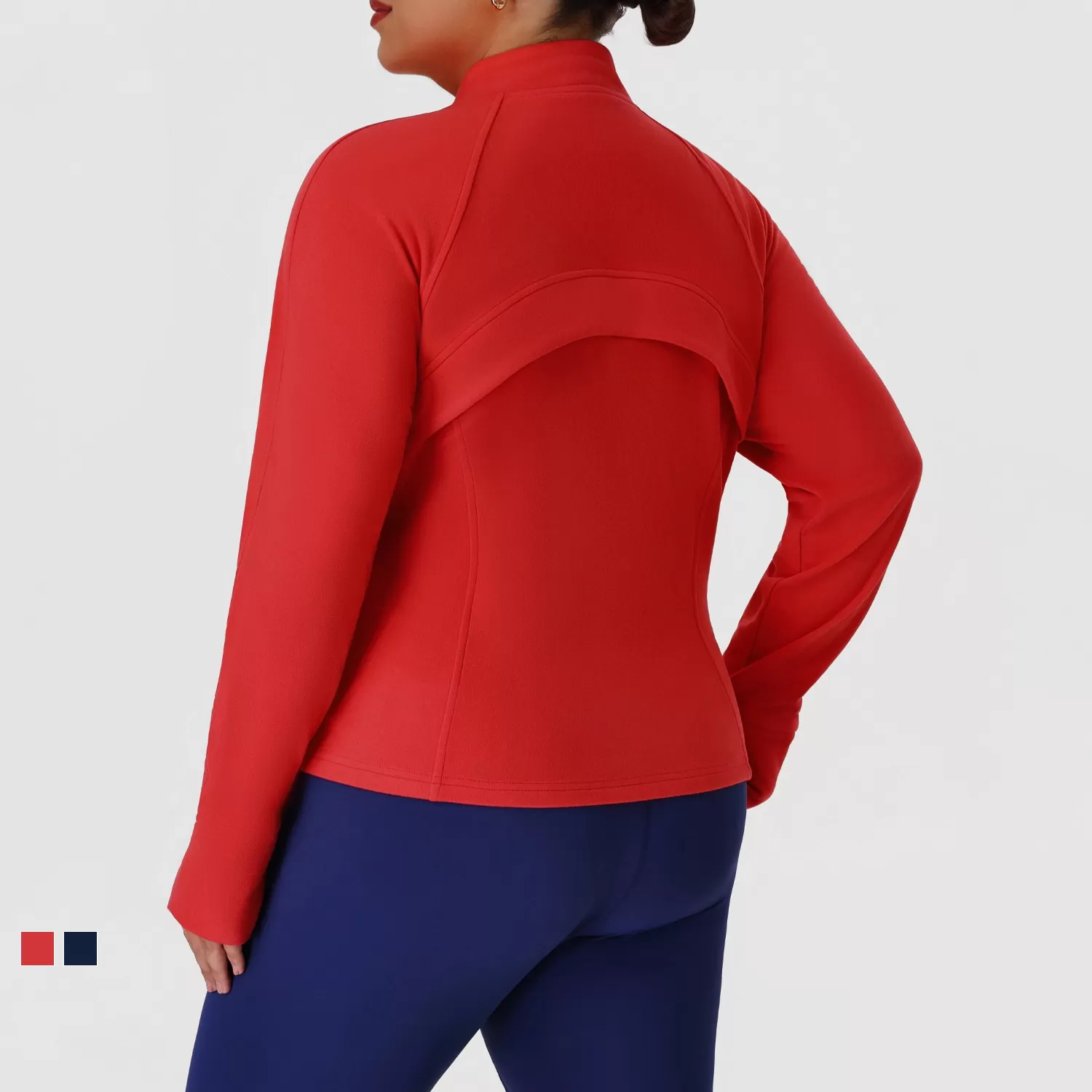 Women Plus Size Yoga Jacket Fleece Zip-Up Slim Fit Running & Fitness Jacket Outdoor Sports Activewear FGBP02524