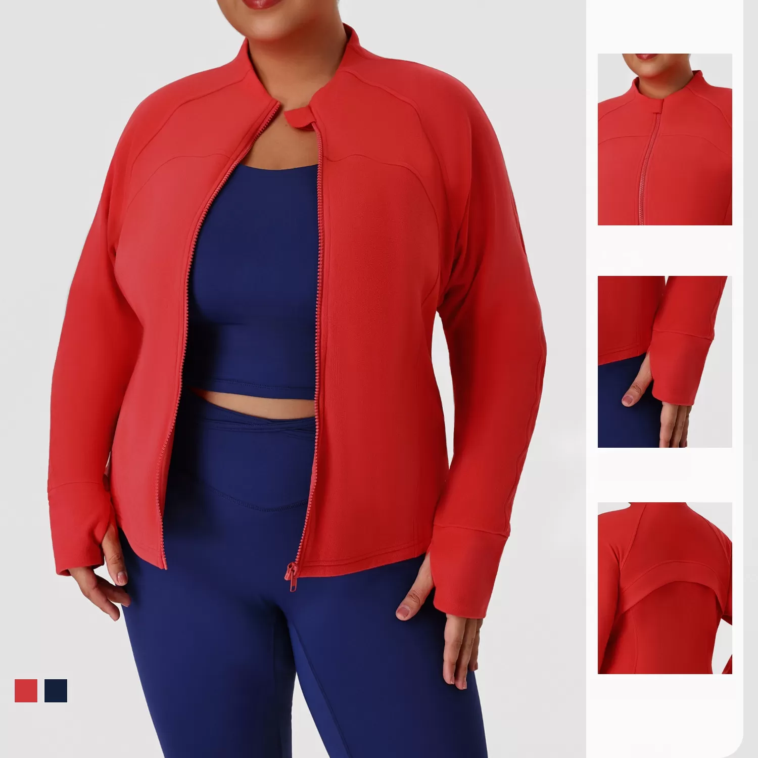 Women Plus Size Yoga Jacket Fleece Zip-Up Slim Fit Running & Fitness Jacket Outdoor Sports Activewear FGBP02524