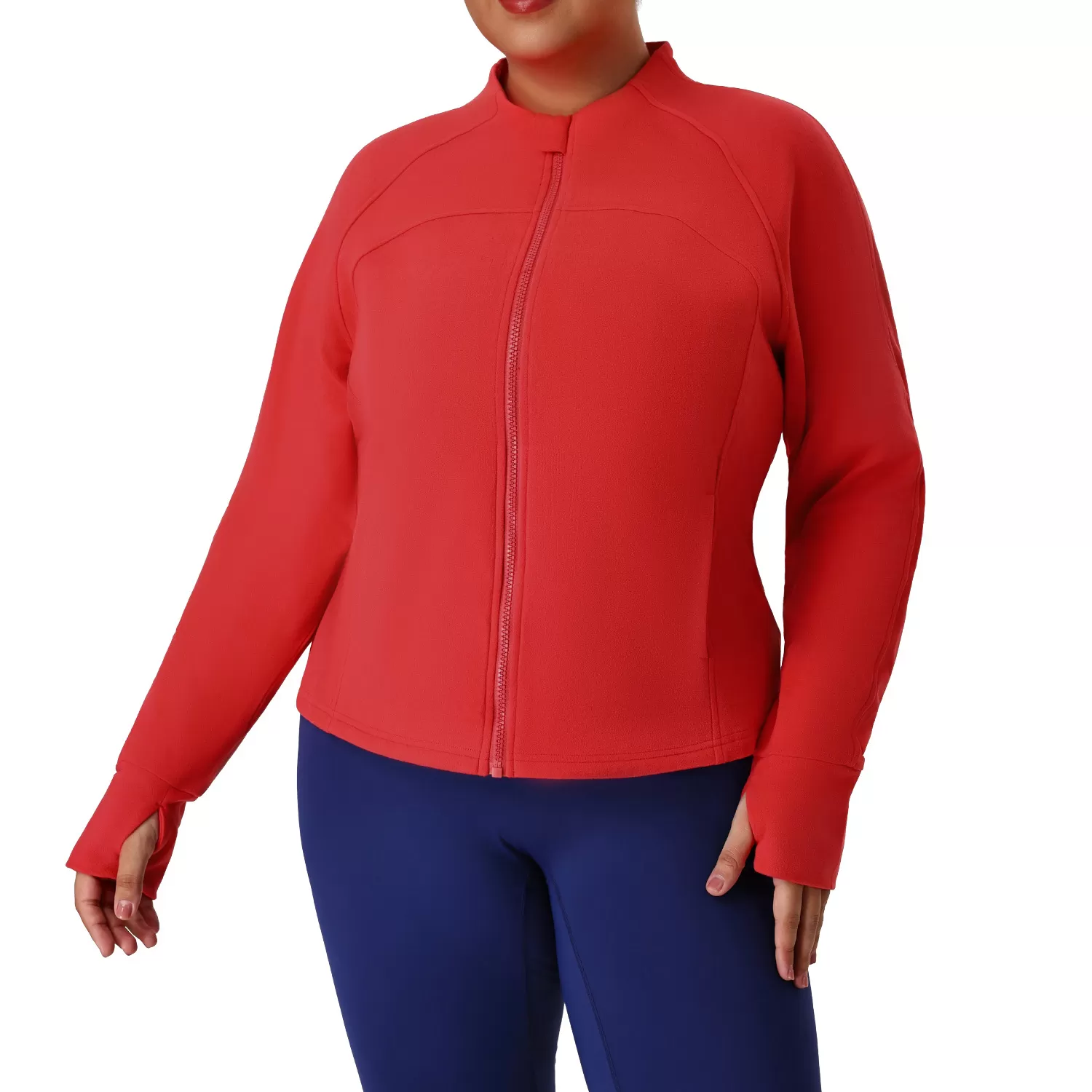 Women Plus Size Yoga Jacket Fleece Zip-Up Slim Fit Running & Fitness Jacket Outdoor Sports Activewear FGBP02524
