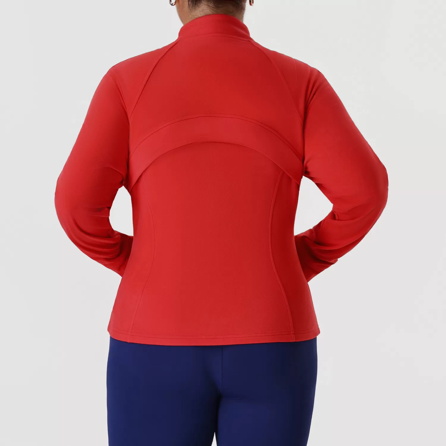 Women Plus Size Yoga Jacket Fleece Zip-Up Slim Fit Running & Fitness Jacket Outdoor Sports Activewear FGBP02524