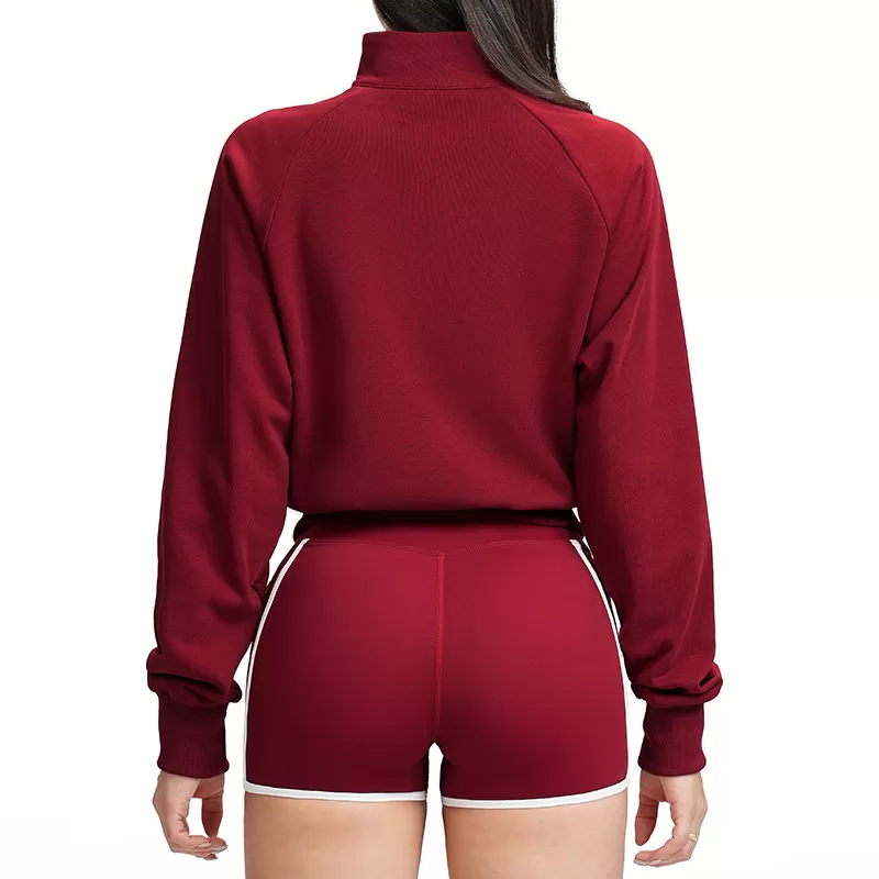 Zip-Up Sleeve Sports Jacket for Women High Neck Gym Fitness Yoga Jackets With Zip FGBEWT5079