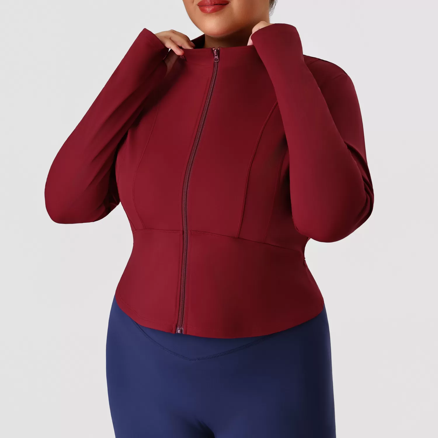 Gym Fitness Zip Long Sleeve Yoga Jackets Plus Size Sports Tops Women Running Workout Wear FGBP02523