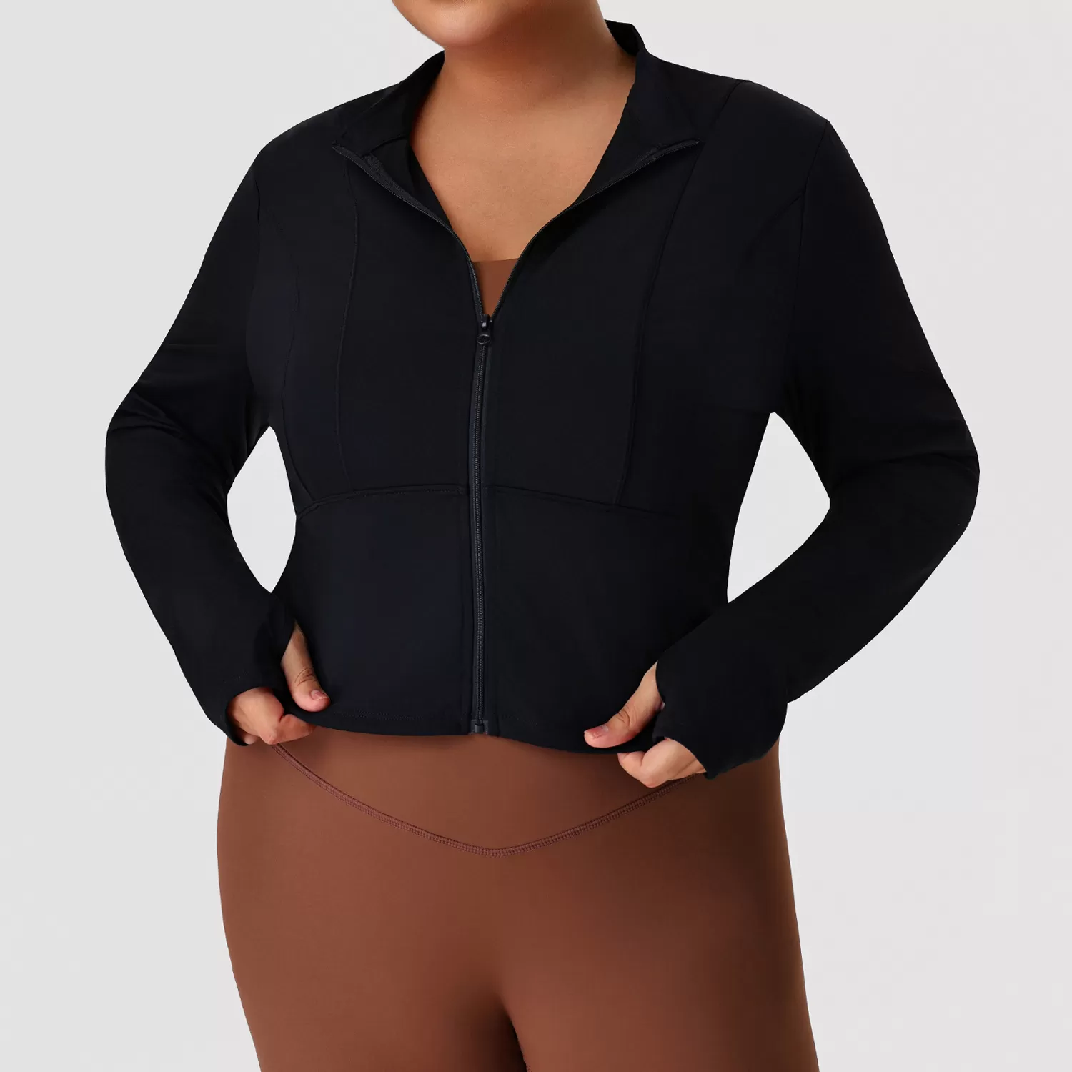 Gym Fitness Zip Long Sleeve Yoga Jackets Plus Size Sports Tops Women Running Workout Wear FGBP02523