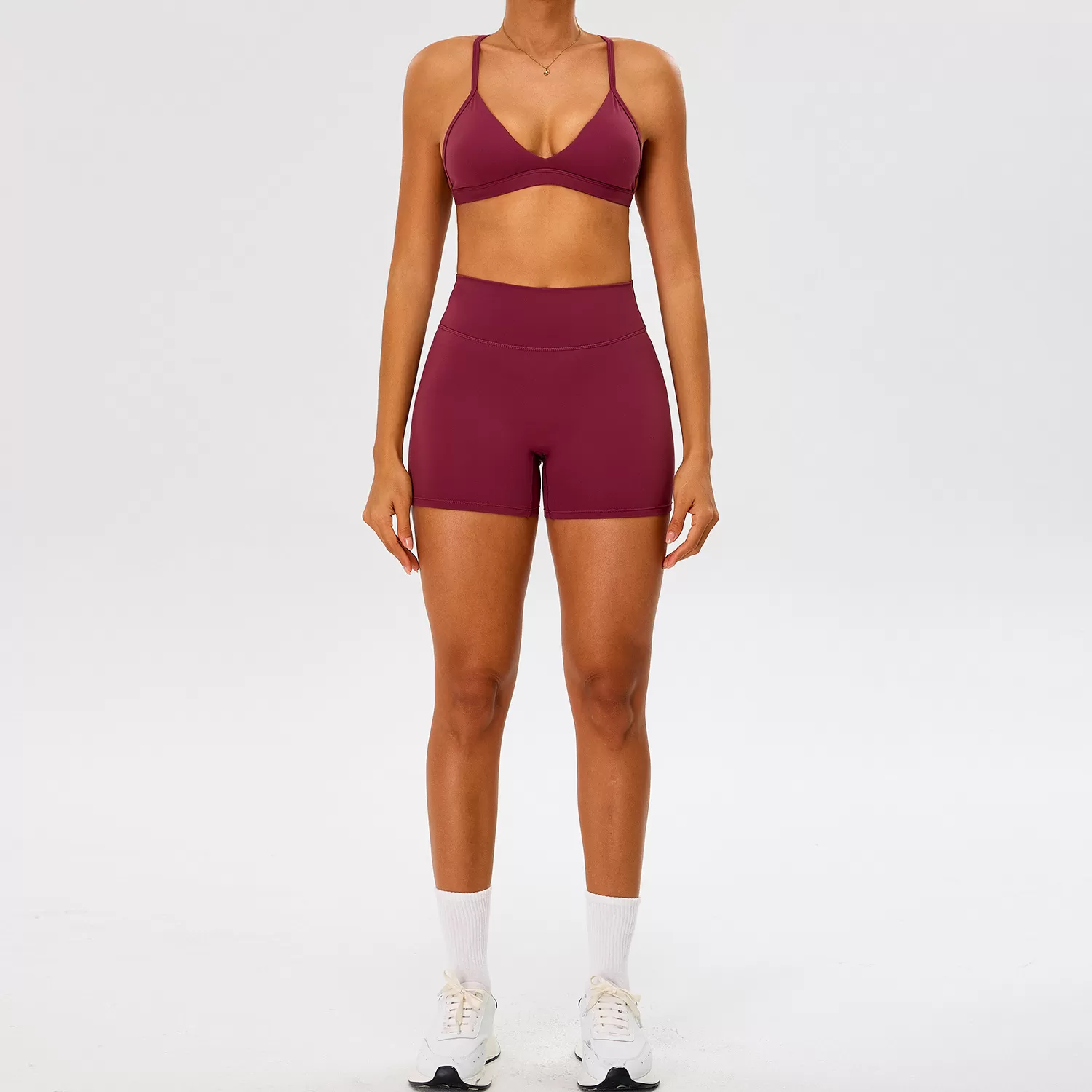 Burgundy bra+shorts