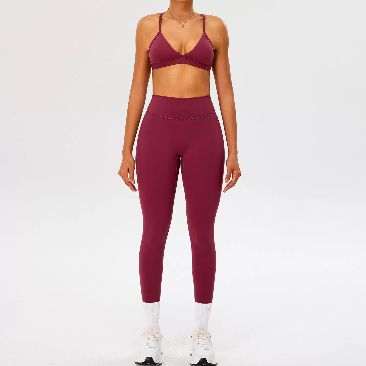 Burgundy bra+leggings