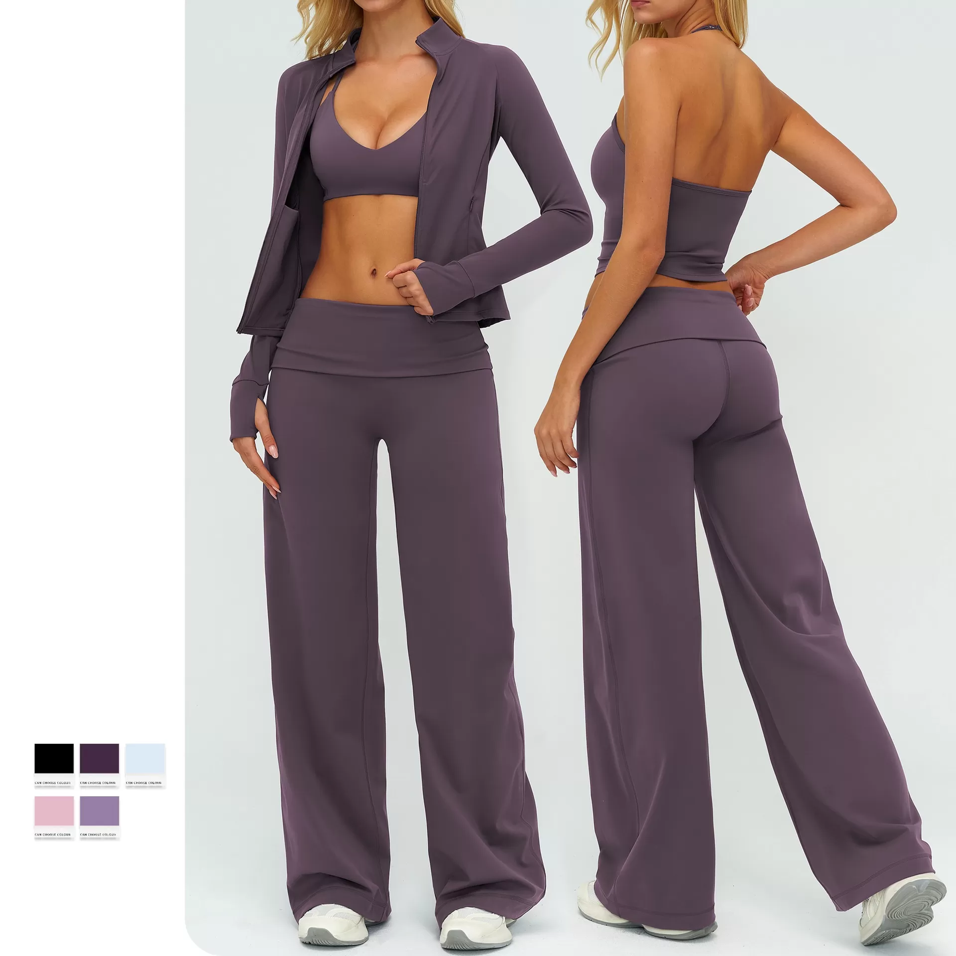 Yoga Sets Quick Dry Tight Running Fitness Shock-proof Sports Set for Women Outdoor Fitness Gym Wear FGBTZ5529