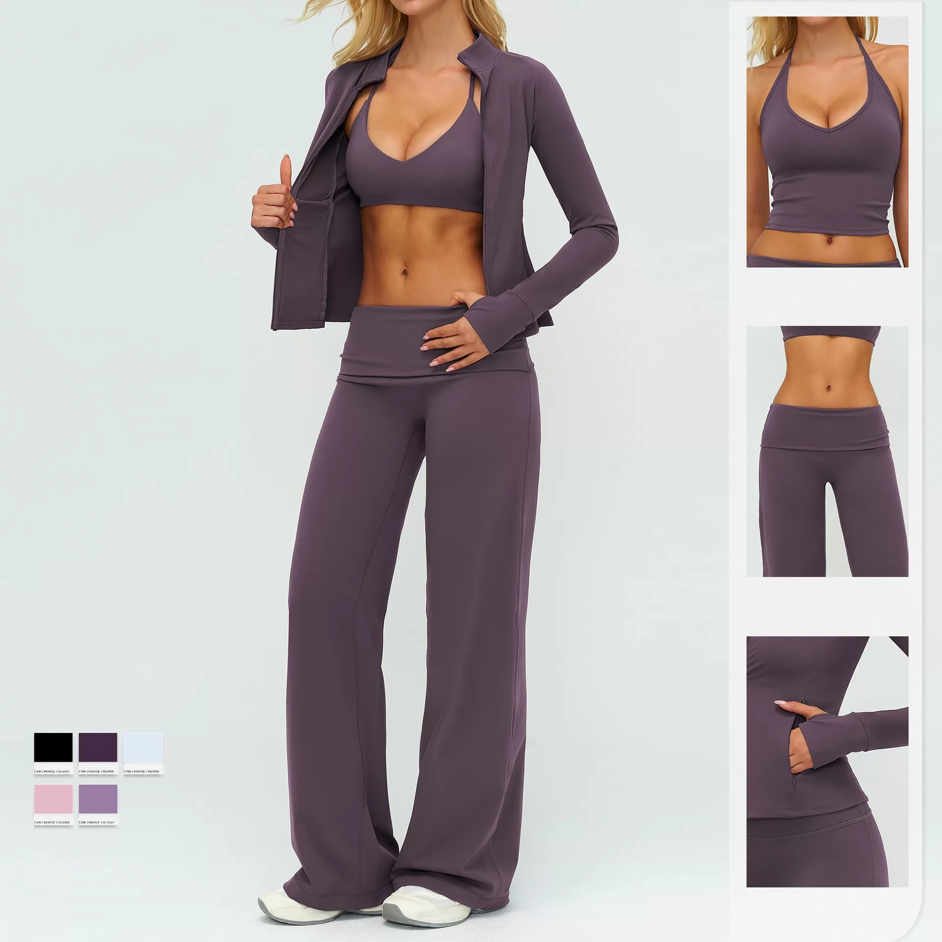 Yoga Sets Quick Dry Tight Running Fitness Shock-proof Sports Set for Women Outdoor Fitness Gym Wear FGBTZ5529