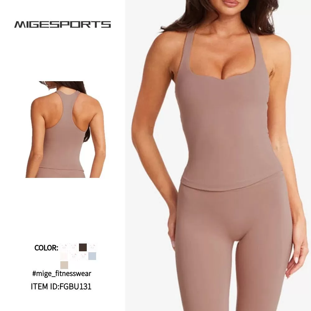 Women's Sports Vests Fitness Yoga Singlet Tight and Comfortable Tank Tops with Chest Pads FGBU131