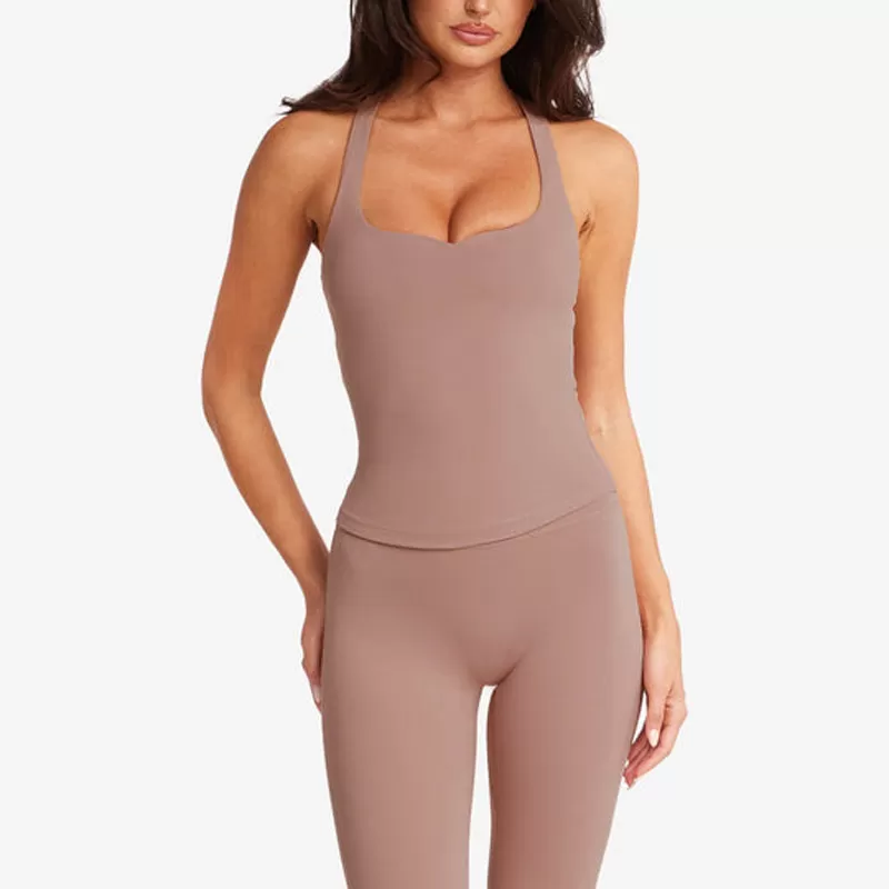 Women's Sports Vests Fitness Yoga Singlet Tight and Comfortable Tank Tops with Chest Pads FGBU131