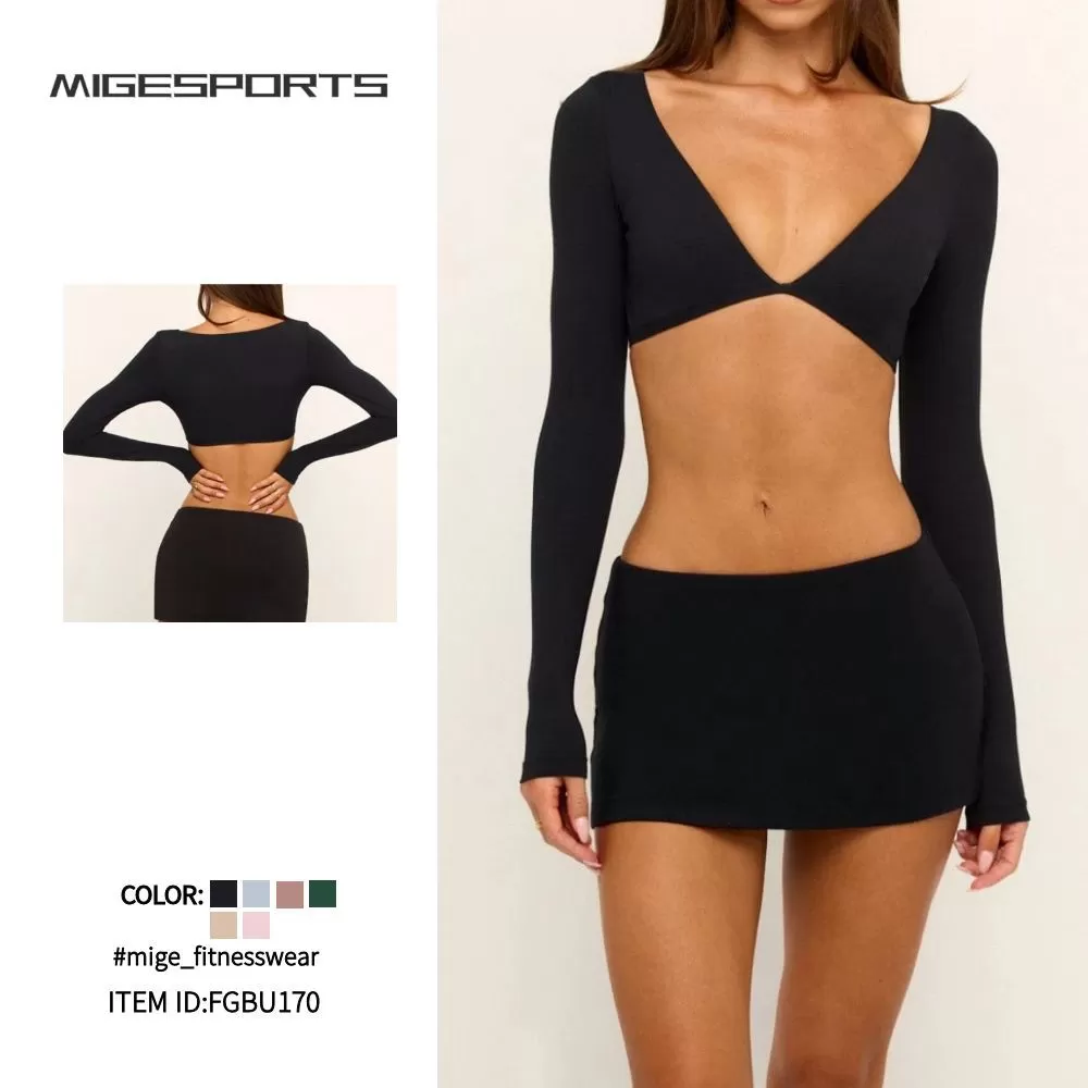 Women's Gym Tops Long Sleeve Fitness Elastic Yoga Quick Dry Sports Workout Tops FGBU170