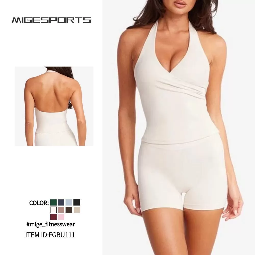 Pilates Sportswear Gym Fitness V Neck Sports Clothing High Waist Workout Clothes Women Active Wear Yoga Set FGBU111