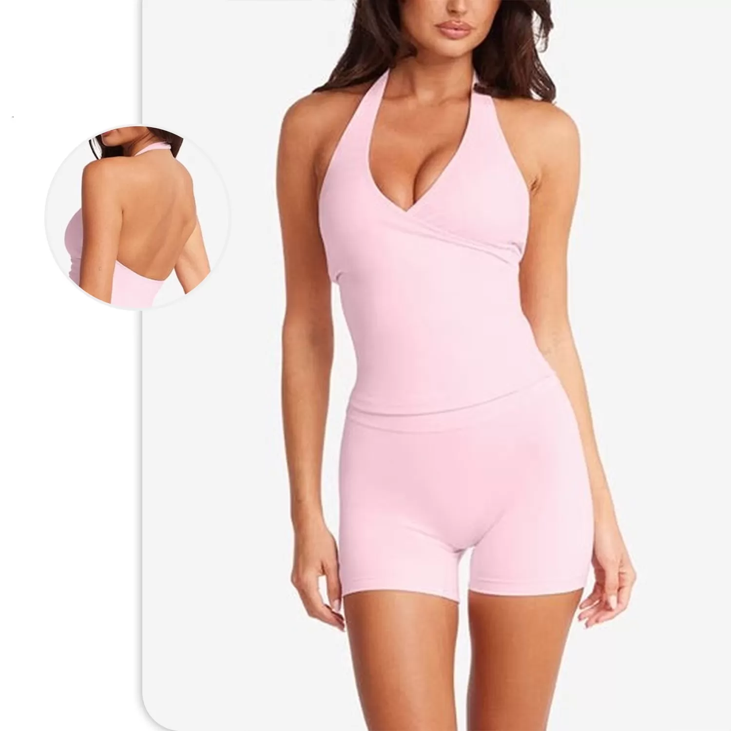 Pilates Sportswear Gym Fitness V Neck Sports Clothing High Waist Workout Clothes Women Active Wear Yoga Set FGBU111