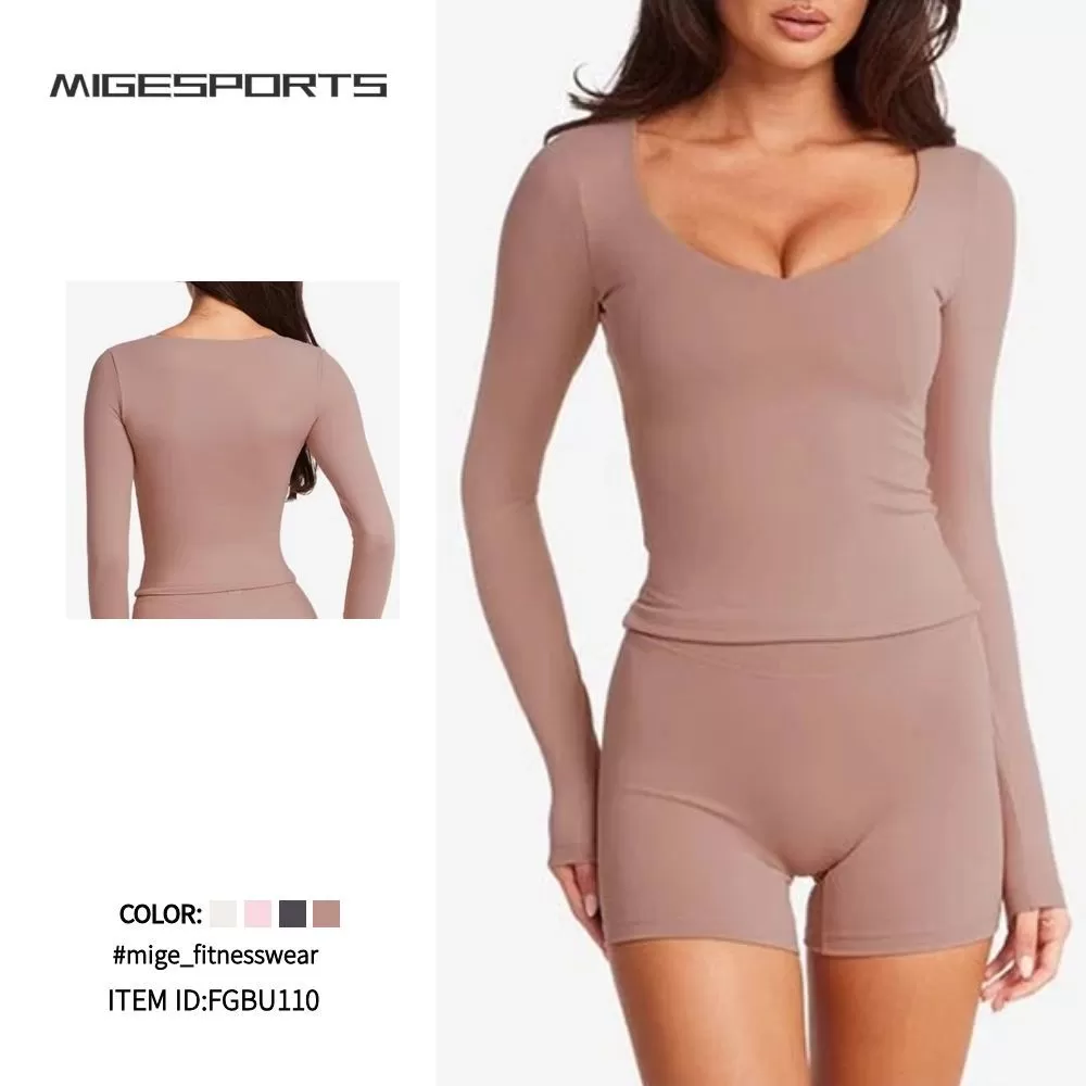 Women's Long Sleeve Shirt High Quality Skin Friendly Nude Feel Fitness  Slim Fit Women's T-shirts FGBU110