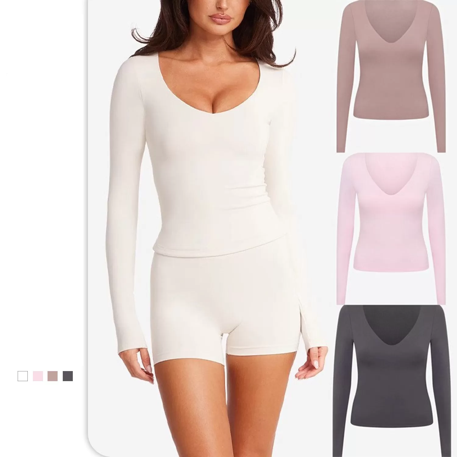 Women's Long Sleeve Shirt High Quality Skin Friendly Nude Feel Fitness  Slim Fit Women's T-shirts FGBU110