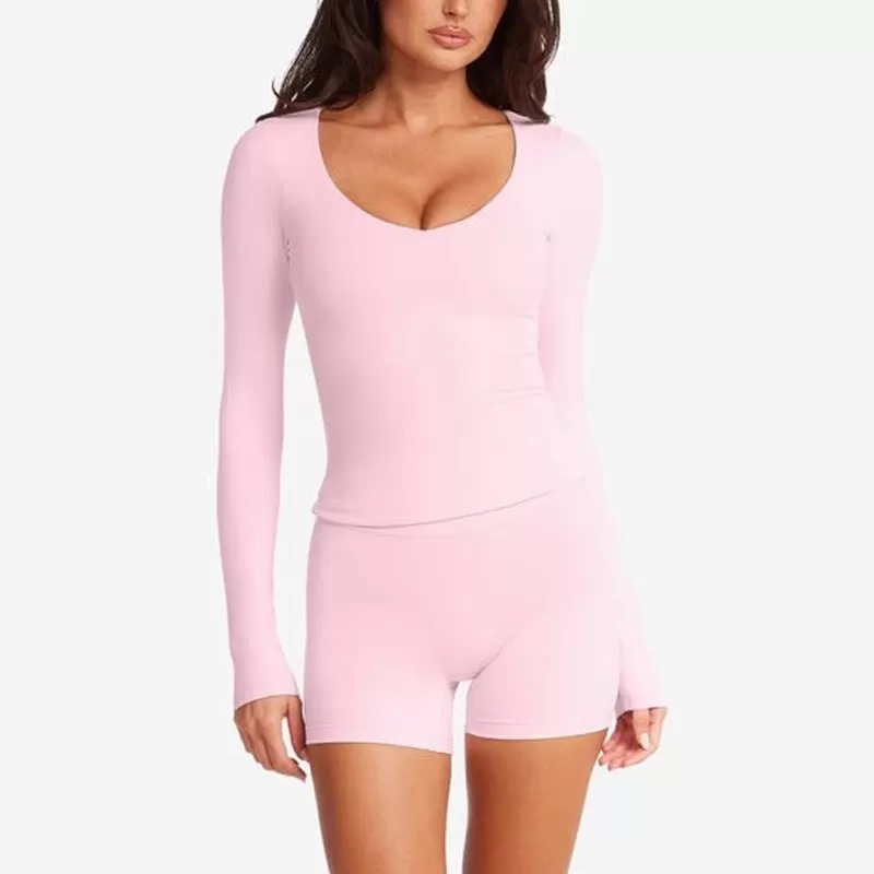 Women's Long Sleeve Shirt High Quality Skin Friendly Nude Feel Fitness  Slim Fit Women's T-shirts FGBU110