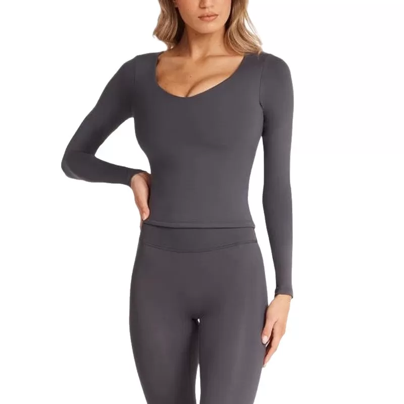 Women's Long Sleeve Shirt High Quality Skin Friendly Nude Feel Fitness  Slim Fit Women's T-shirts FGBU110