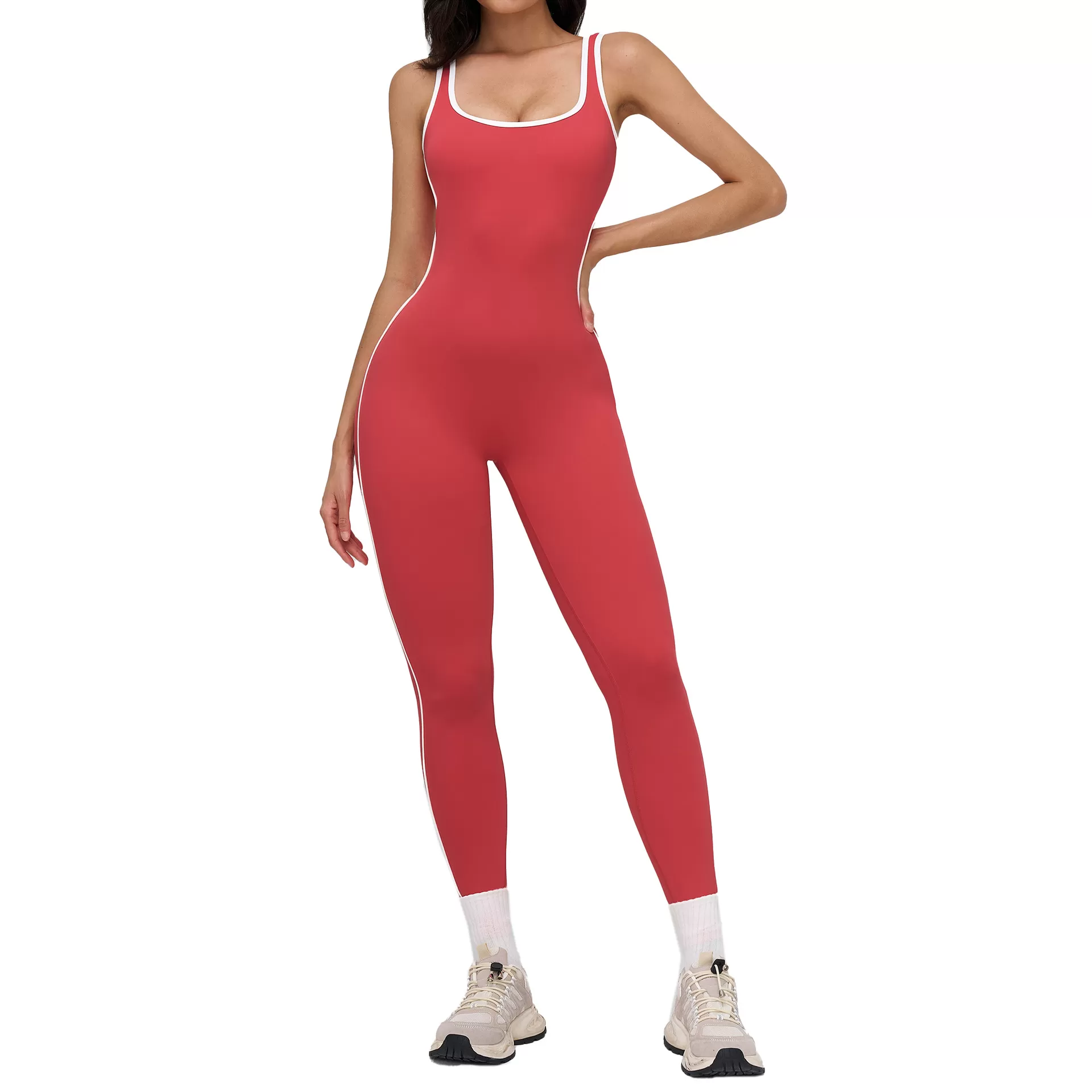 Leg Sleeveless Romper One Piece Backless Athletic Workout Gym Yoga Sports Fitness Flare Jumpsuit for Women FGBELT9528