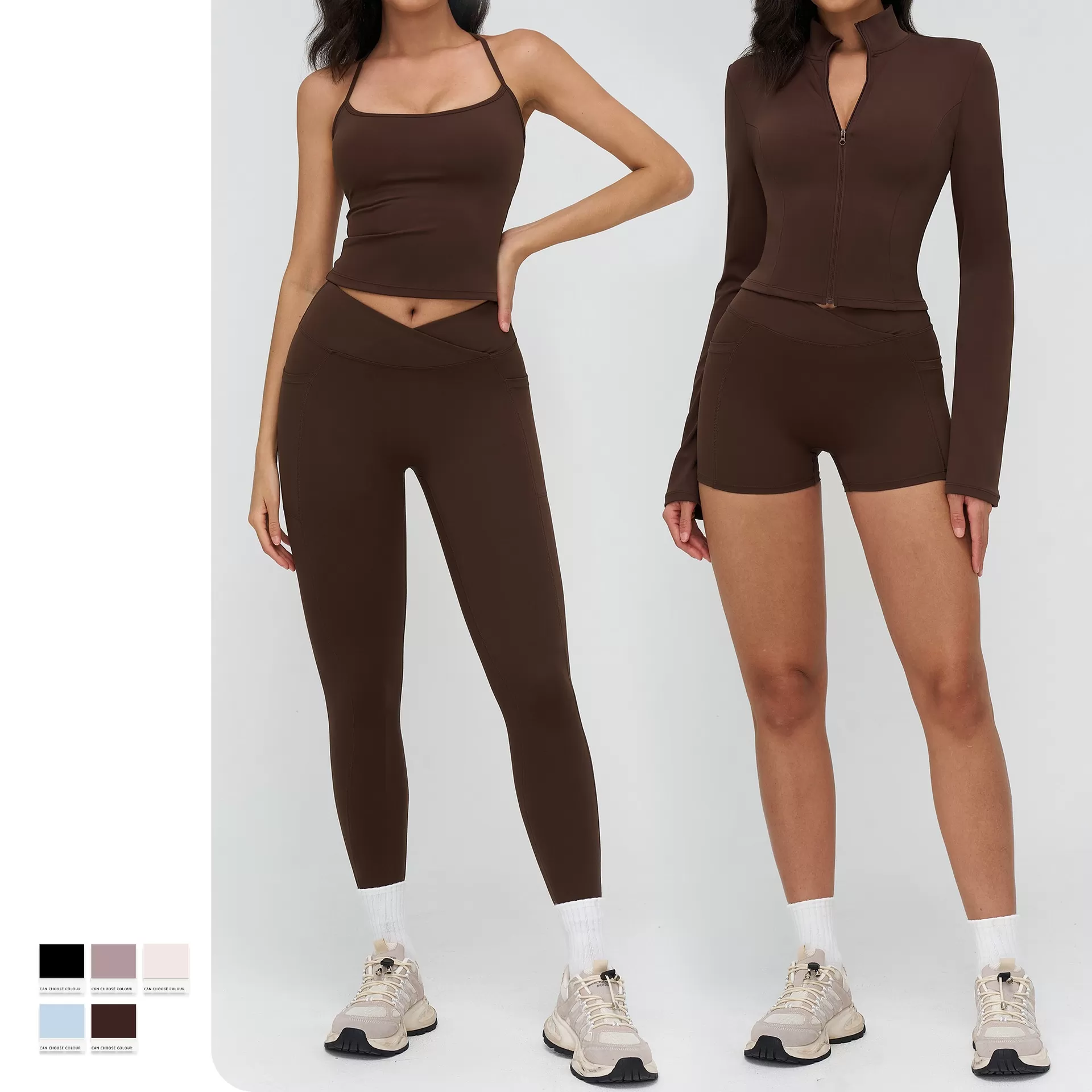 Women's Gym Sports Set Running Yoga Wear Breathable Yoga 6pcs-Set FGBTZ4518