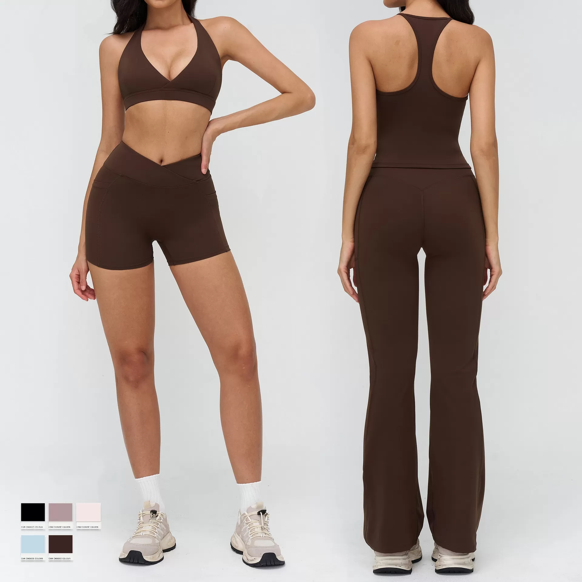 Women's Gym Sports Set Running Yoga Wear Breathable Yoga 6pcs-Set FGBTZ4518