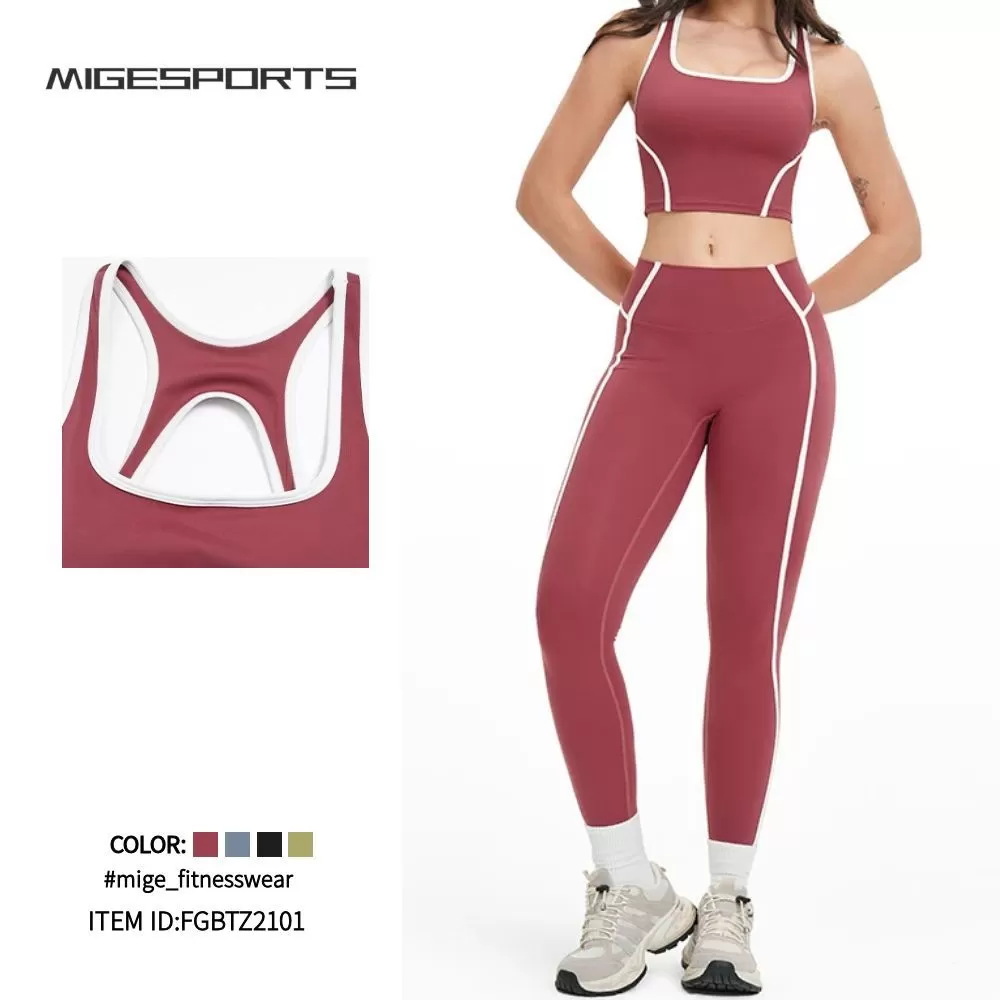 Women Hollow Back Sport Wear Gym Fitness Workout Yoga Crop Top  Cut Flared Wide Leg Sweatpants Four Piece Yoga Sets FGBTZ2101